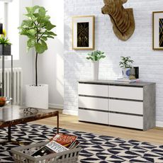 Komoda CL100 6SZ - beton/biela