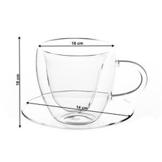 KONDELA Hotcolder Heart Typ 29 termo šálka s podšálkou (2 ks) 250 ml priehľadná