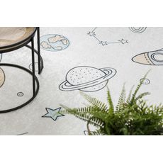 Dywany Łuszczów , Detský kusový koberec Bambino 1278 Space rocket cream, 80x150, biela, detská izba