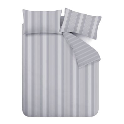 Sivé flanelové obliečky na jednolôžko 135x200 cm Ticking Stripe – Bianca