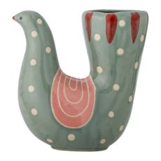 Zelená ručne maľovaná váza z kameniny (výška 19 cm) Trudy – Bloomingville