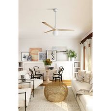 FARO 34280WT-11L-Str. ventilátor KLIM M 1xE27/15W/230V borovica/biela pr.125 cm
