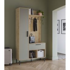 Predsieňová zostava v dekore duba v zeleno-prírodnej farbe 108x195x35 cm Heidy – Marckeric
