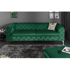 Estila Chesterfield luxusná sedačka Freya tmavozelená 240cm