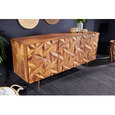 Estila Masívny art deco príborník Sovoy z palisandrového dreva prírodnej hnedej farby so zlatými nožičkami 145cm