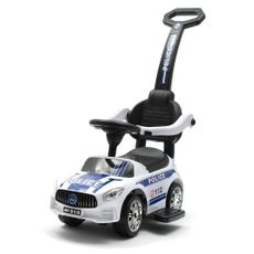 Baby Mix Detská odrážadlo so zvukom a vodiacoutyčou Police, biela