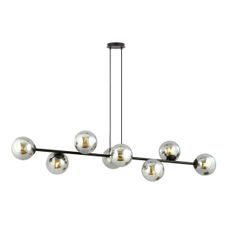 Luster na lanku ROSSI 8xE14/10W/230V čierna/šedá