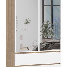 Ak furniture Šatníková skriňa Star so zrkadlom 90 cm dub sonoma/biela