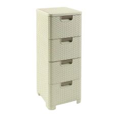 Krémová plastová vysoká kúpeľňová skrinka 33x79 cm Rattan – Curver