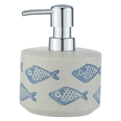 Modro-biely keramický dávkovač na mydlo Wenko Aquamarin, 475 ml
