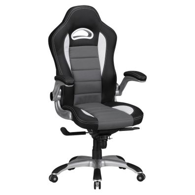 MID.YOU HERNÁ STOLIČKA, kožený vzhľad, tkaná textília, sivá, čierna
