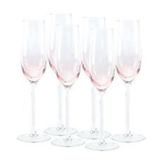 KONDELA Celeste Typ 1 pohár na šampanské (6 ks) 280 ml svetloružová