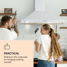 Klarstein Montblanc 90, digestor, 90 cm, nástenný, 610m³/h, LED, lišta, biely