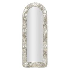 Estila Glamour vysoké oblúkové nástenné zrkadlo Elissia so strieborným kovovým rámom s plastickým vlnitým vzorom 160 cm
