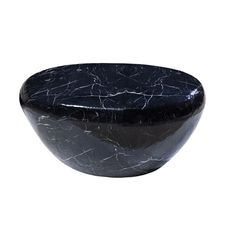 Estila Štýlový konferenčný stolík Stone v čiernej farbe v atypickom tvare s mramorovým dizajnom z kovu 76 cm