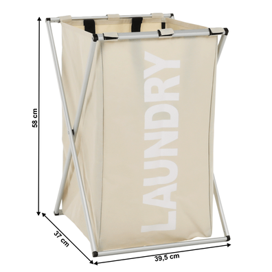 Látkový kôš na bielizeň, sivobéžová, LAUNDRY TYP 1