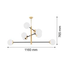Argon 5041 - Luster na tyči CAMERON 8xE27/15W/230V mosadz/čierna