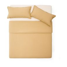 Predĺžené obliečky na dvojlôžko z bavlneného perkálu v horčicovej farbe 240x220 cm Sifinia – Kave Home