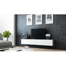 CAMA MEBLE Vigo 180 tv stolík na stenu sivá / biely lesk