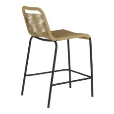 Béžová barová stolička s oceľovou konštrukciou Kave Home Glenville, výška 62 cm