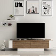 Kalune Design TV stolek MATERA 150 cm + police ořech/bílý
