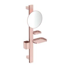 Ideal Standard ALU+ - Kozmetické zrkadlo s poličkou a pohárikom na kefky a pastu, rosé BD589RO