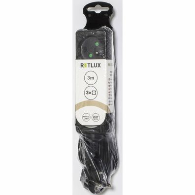 Retlux RPC 03B Predlžovací kábel čierna, 3 zásuvky​, 3 m