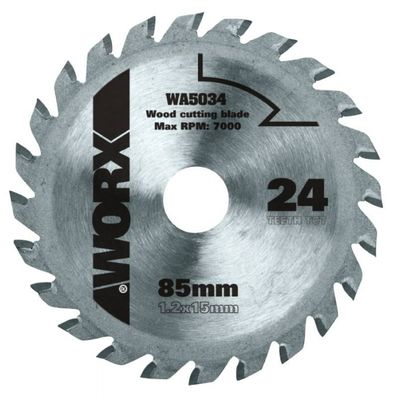Pílový kotúč na drevo WA5034 TCT, priemer 85mm, 24 zubov