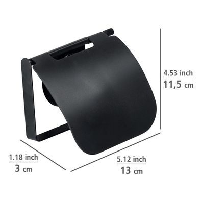 Čierny nástenný držiak na toaletný papier Wenko Static-Loc® Plus