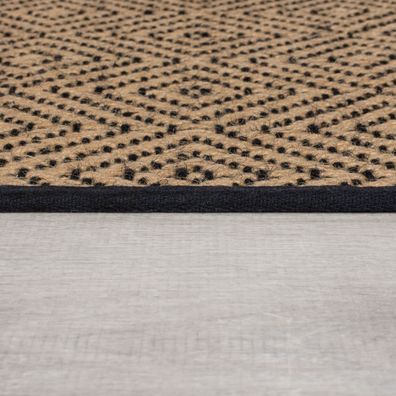 Flair Rugs , Kusový koberec Geometric Jute Black, 200x290, béžová, chodba / predsieň