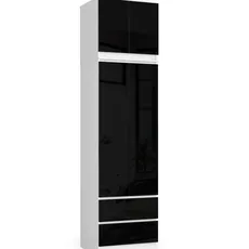 Ak furniture Šatníková skriňa s nástavcom Star 60 cm čierny lesk