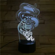 3Dmix 3DL-BSC030 – 3D LED nočná lampa - Lebka s hadom