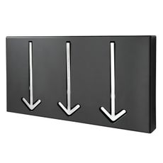 Estila Dizajnový obdĺžnikový kovový moderný čierny závesný nástenný vešiak Arrow v podobe strieborných šípok 30 cm
