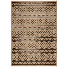 Flair Rugs koberce Kusový koberec Printed Jute Luis Natural/Black - 80x150 cm