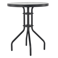 Jedálenský stôl, čierna oceľ/tvrdené sklo, priemer 60 cm, BORGEN TYP 1