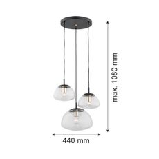 Argon 1492 - Luster na lanku TRINI 3xE27/15W/230V čierna