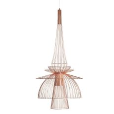 Estila Luxusný art deco medený závesný stropný luster Fluer v atypickom tvare s florálnym vzhľadom 145 cm