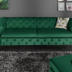 Estila Chesterfield luxusná sedačka Freya tmavozelená 240cm