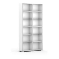 Knižnica SILVER LINE, 2 stĺpce, 2230 x 1200 x 400 mm, biela