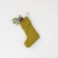 Látková vianočná pančucha Moss Green – Linen Tales
