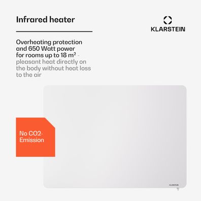 Klarstein Wonderbeam 650 Hybride Infračervený ohrievač 60 x 84 cm 650 W Týždenný časovač Diaľkové ovládanie