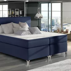 Posteľ Boxspring Amadeus 200x180, modrá (koženka - bao 20)