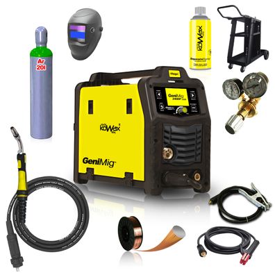 KOWAX GeniMig®240DP LCD + Horák + Kukla + Ventil + Podvozok + plná Argon Fľaša + Sprej + 5kg drôt + Káble
