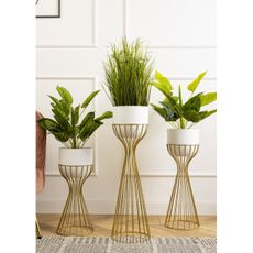 Kovový kvetináč LOFT 56x20 cm zlatá/biela