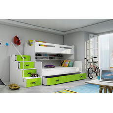 Interbeds MAX 3 poschodová posteľ 200x120 + matrace bielo zelená 2025