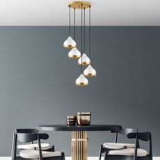 Luster na lanku YILDO 5xE27/40W/230V biela/zlatá