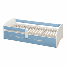 Posteľ s roštom a úložným priestorom 90x200, biela/modrá, COCOLINO