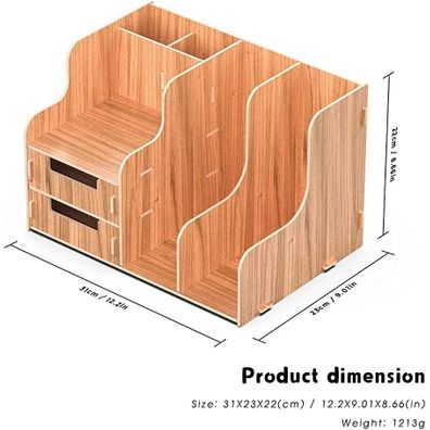 DIY organizér na dokumenty a písacie potreby s 2 zásuvkami tmavé drevo B21 Tmavé drevo