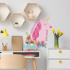 York Wallcoverings Samolepka na stenu JEDNOROŽEC s kvetmi