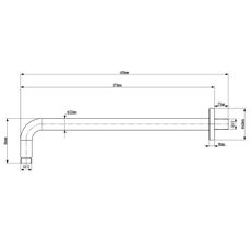 Sapho - Sprchové rameno guľaté 40 cm matná čierna